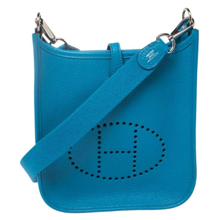 Hermes Bleu Zanzibar Clemence Leather Evelyne TPM Shoulder Bag Hermes ...