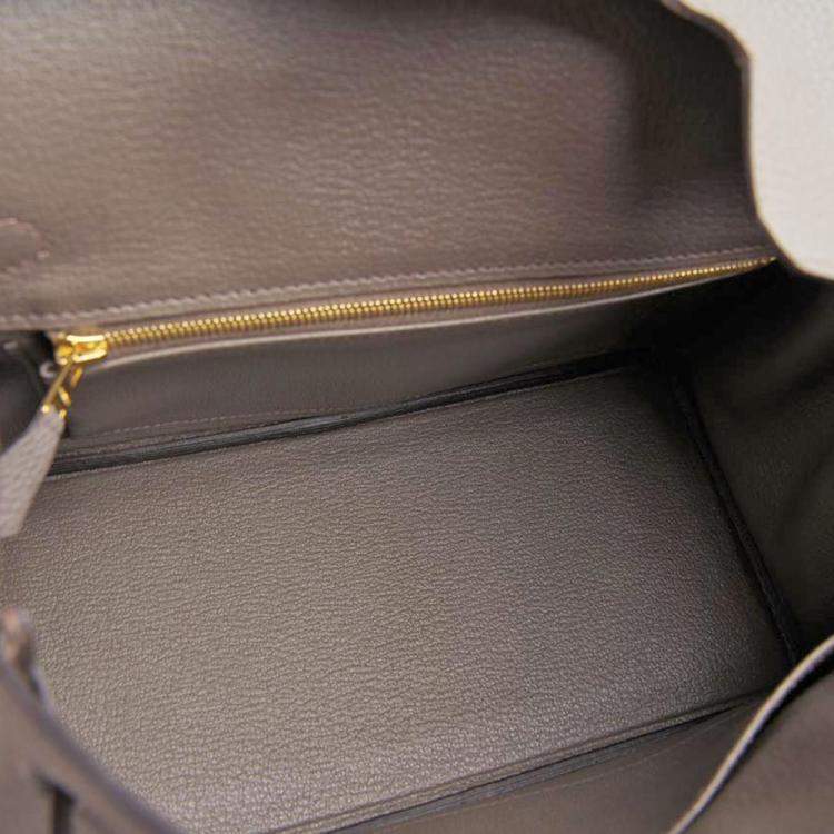 Pre Owned Hermes Etain Togo Leather Rose Gold Hardware Birkin 25 Bag