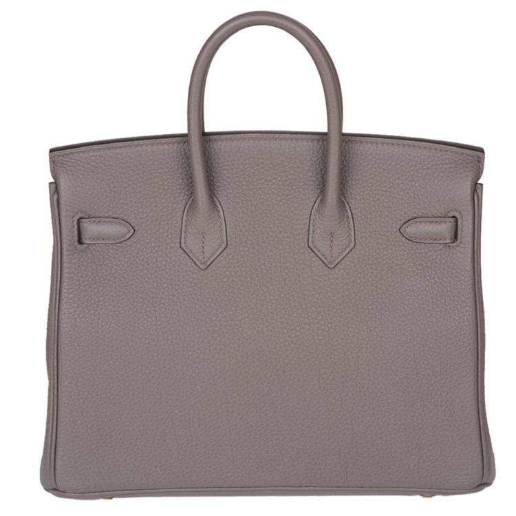 Pre Owned Hermes Etain Togo Leather Rose Gold Hardware Birkin 25 Bag