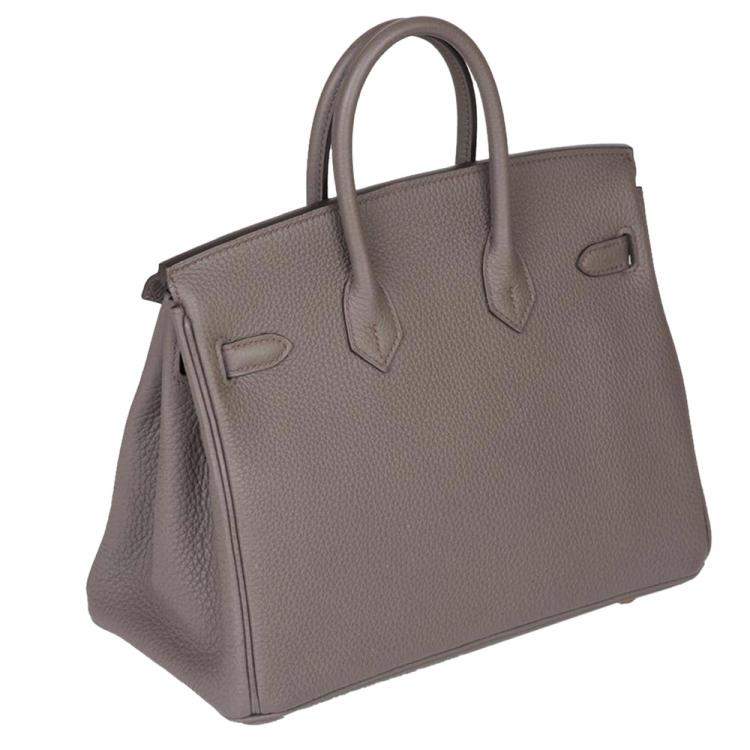 Pre Owned Hermes Etain Togo Leather Rose Gold Hardware Birkin 25 Bag