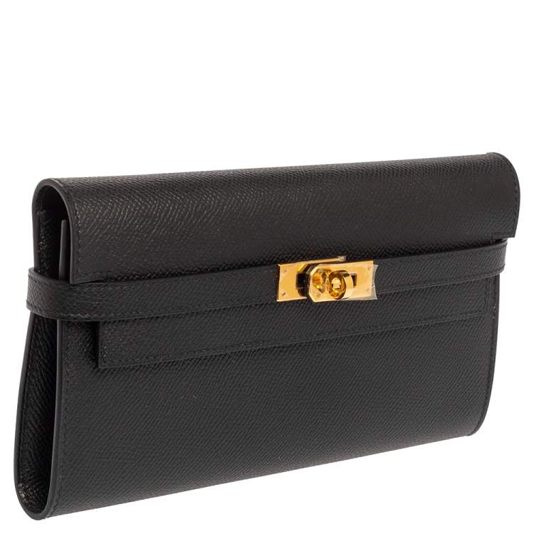 Pre Owned Hermès Noir Epsom Leather Kelly Classic Wallet 