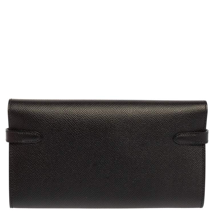 Pre Owned Hermès Noir Epsom Leather Kelly Classic Wallet 