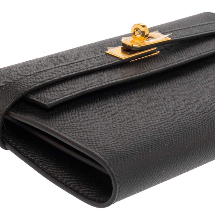 Pre Owned Hermès Noir Epsom Leather Kelly Classic Wallet 