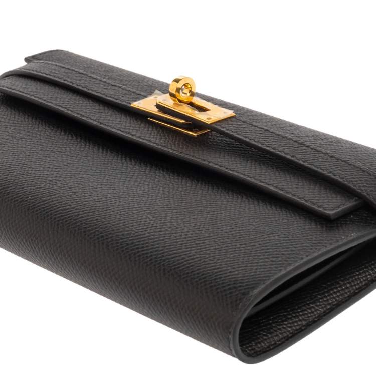 Pre Owned Hermès Noir Epsom Leather Kelly Classic Wallet 