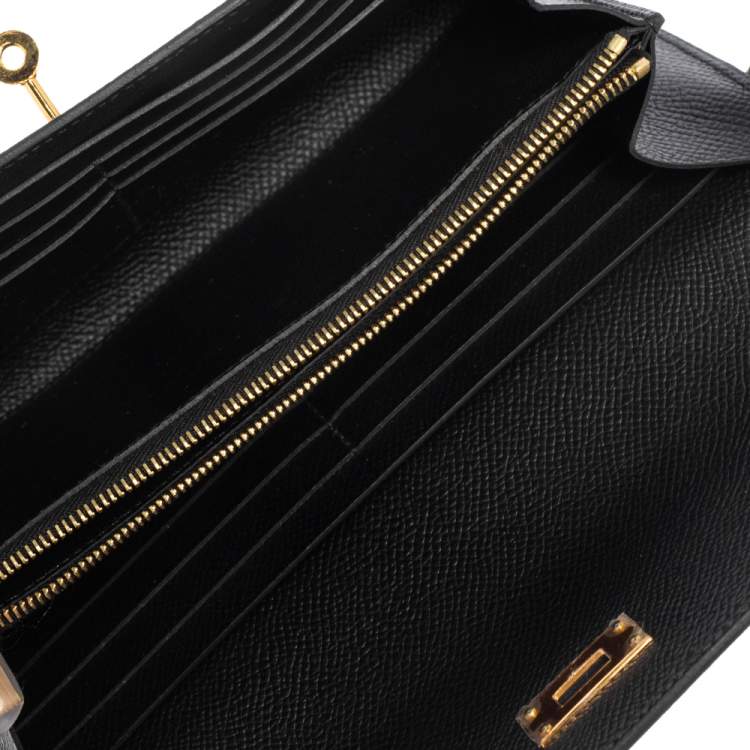 Pre Owned Hermès Noir Epsom Leather Kelly Classic Wallet 
