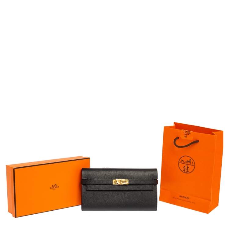 Pre Owned Hermès Noir Epsom Leather Kelly Classic Wallet 