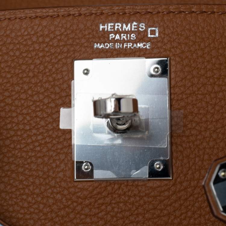 Pre Owned Hermes Gold Crocodile and Togo Leather Palladium Plated Kelly Touch Retourne 28 Bag