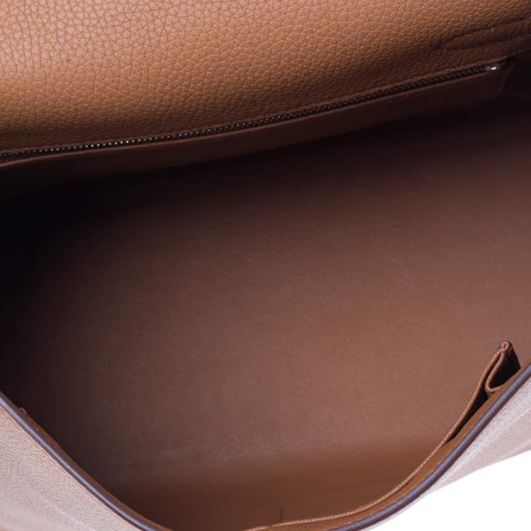 Pre Owned Hermes Gold Crocodile and Togo Leather Palladium Plated Kelly Touch Retourne 28 Bag
