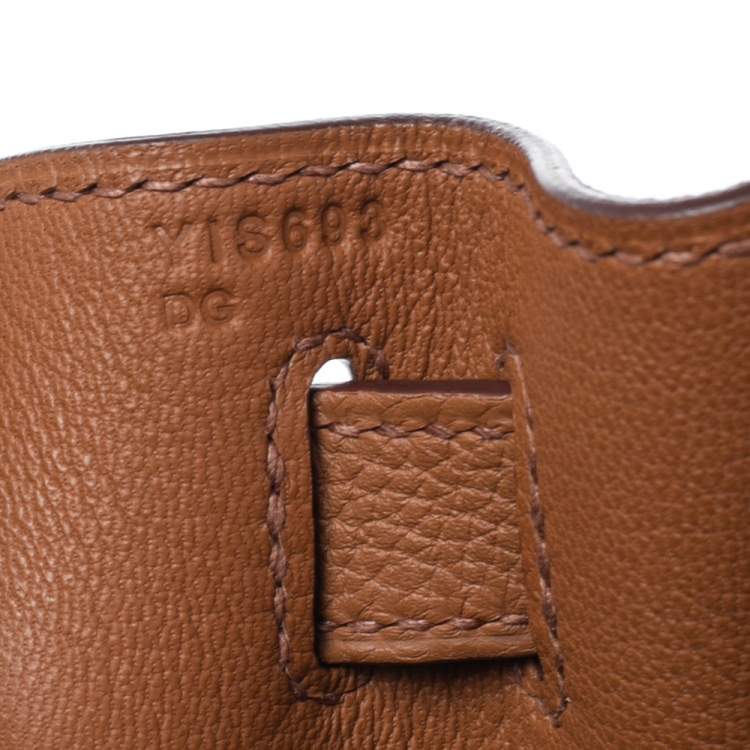 Pre Owned Hermes Gold Crocodile and Togo Leather Palladium Plated Kelly Touch Retourne 28 Bag