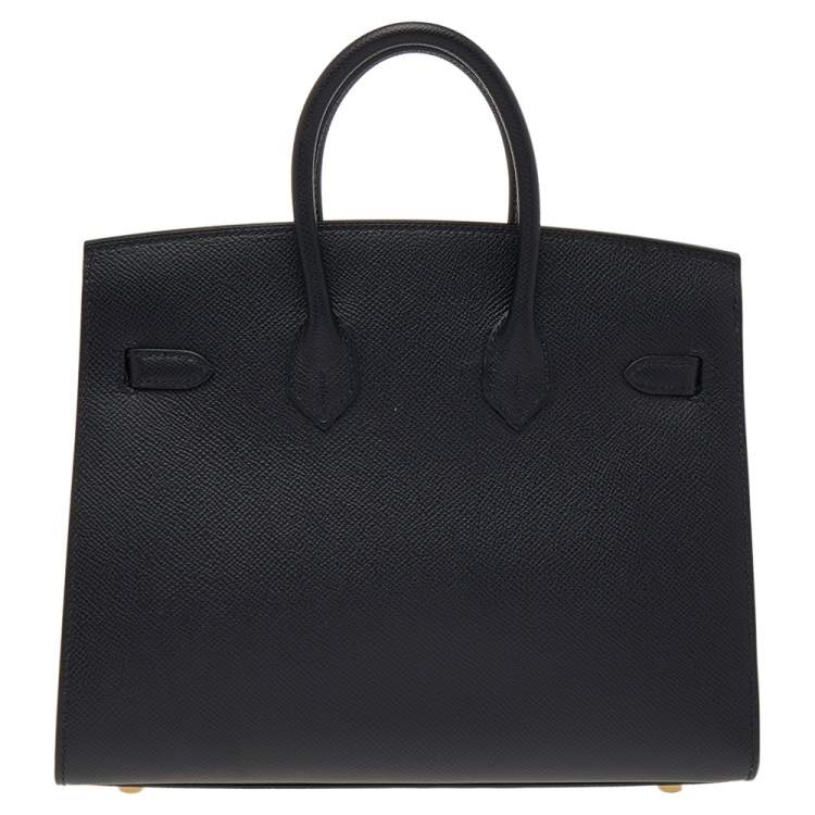 Pre Owned Hermes Black Epsom Leather Gold Plated Birkin Sellier 25 Bag