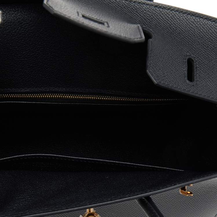 Pre Owned Hermes Black Epsom Leather Gold Plated Birkin Sellier 25 Bag