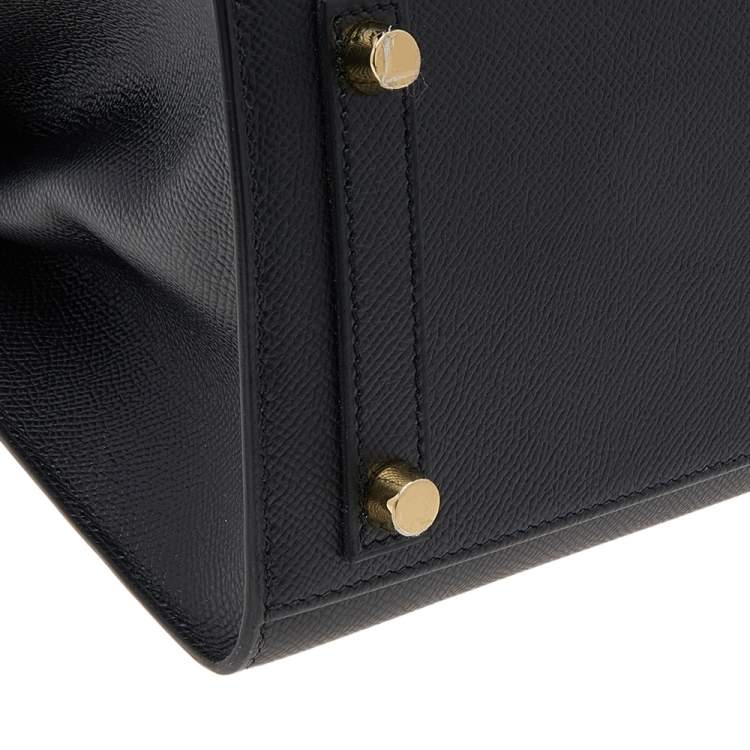 Pre Owned Hermes Black Epsom Leather Gold Plated Birkin Sellier 25 Bag