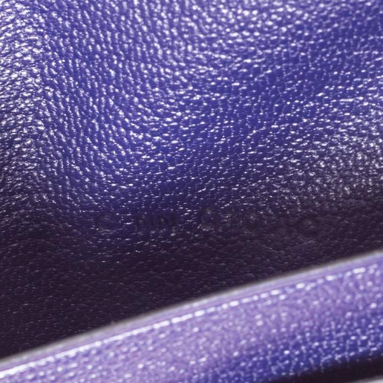 Pre Owned Hermes Bleu Encre Chevre Mysore Leather Mini Clic Card Holder