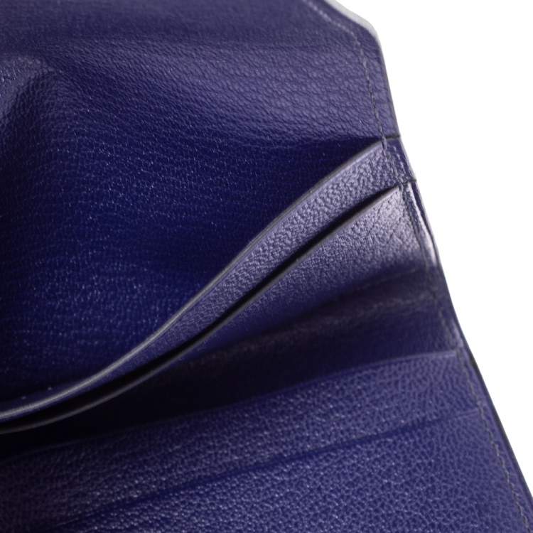 Pre Owned Hermes Bleu Encre Chevre Mysore Leather Mini Clic Card Holder