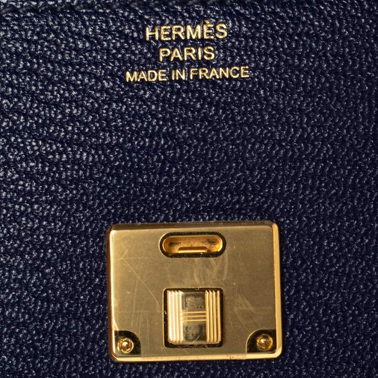 Pre Owned Hermes Bleu Encre Chevre Mysore Leather Mini Clic Card Holder