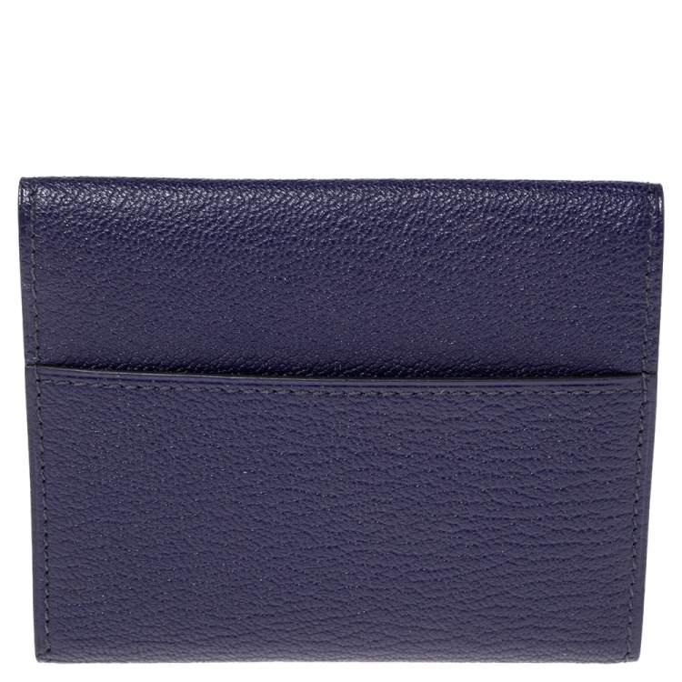 Pre Owned Hermes Bleu Encre Chevre Mysore Leather Mini Clic Card Holder