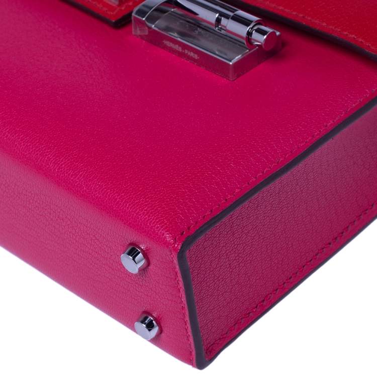 Pre Owned Hermes Rose Extreme/Rouge De Coeur Chevre Chamkila Leather Verrou Chaine Mini Bag