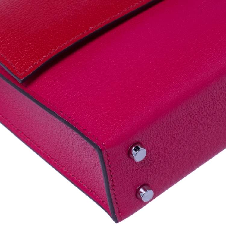 Pre Owned Hermes Rose Extreme/Rouge De Coeur Chevre Chamkila Leather Verrou Chaine Mini Bag