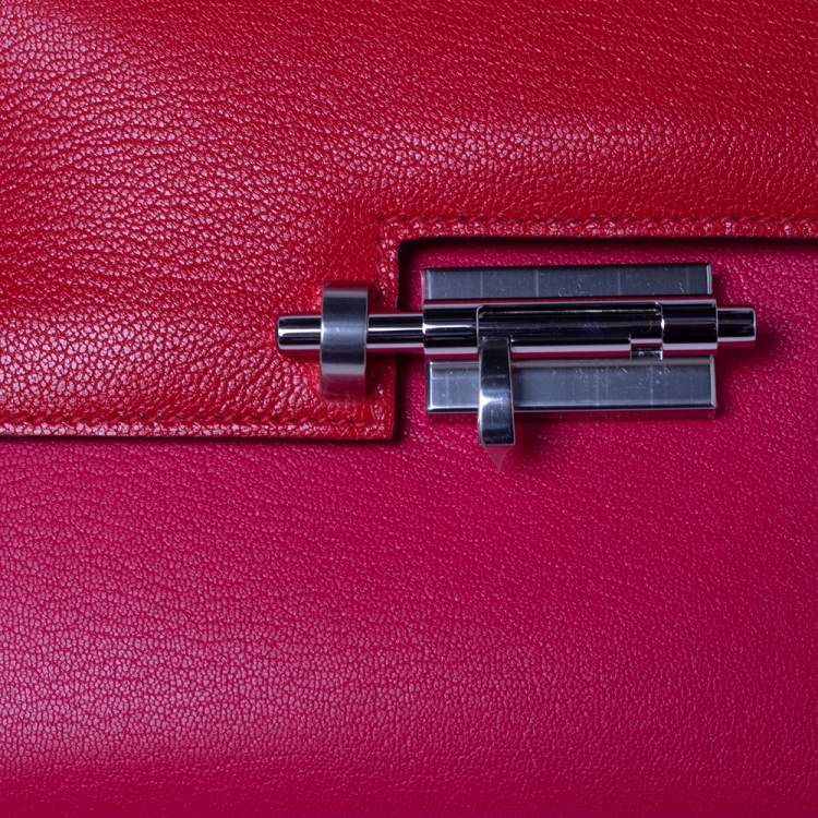 Pre Owned Hermes Rose Extreme/Rouge De Coeur Chevre Chamkila Leather Verrou Chaine Mini Bag