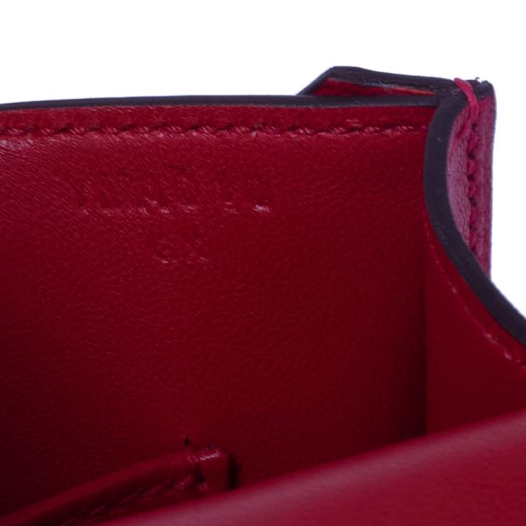Pre Owned Hermes Rose Extreme/Rouge De Coeur Chevre Chamkila Leather Verrou Chaine Mini Bag