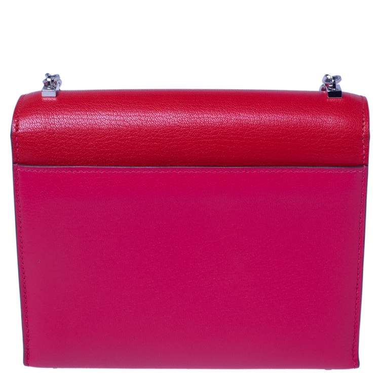Pre Owned Hermes Rose Extreme/Rouge De Coeur Chevre Chamkila Leather Verrou Chaine Mini Bag