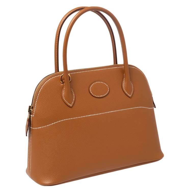 Pre Owned Hermes Gold Epsom Leather Bolide 27 Bag
