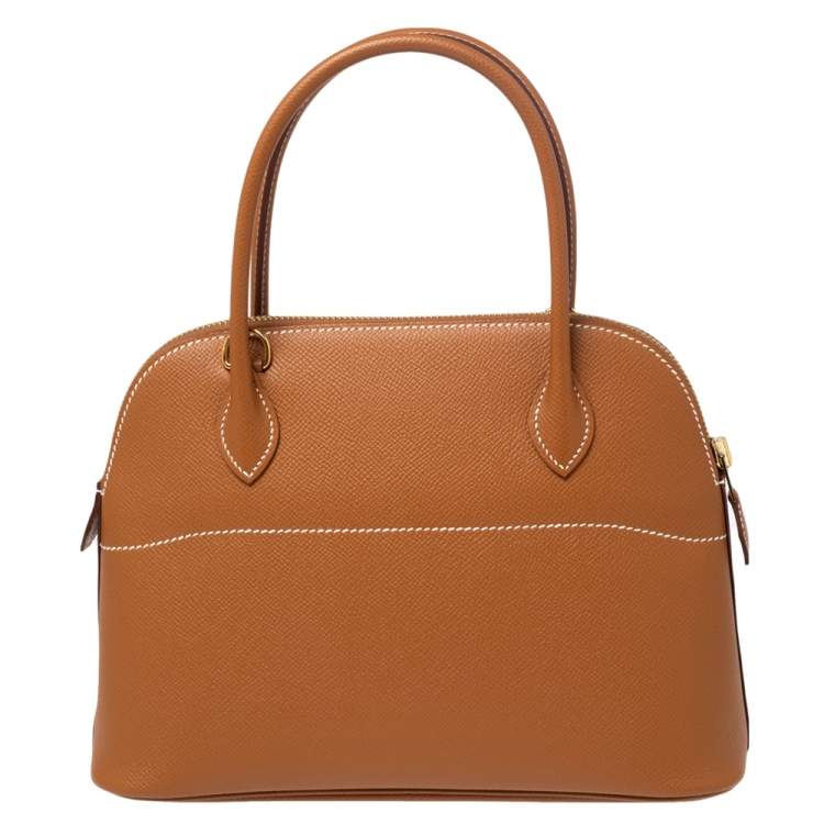 Pre Owned Hermes Gold Epsom Leather Bolide 27 Bag
