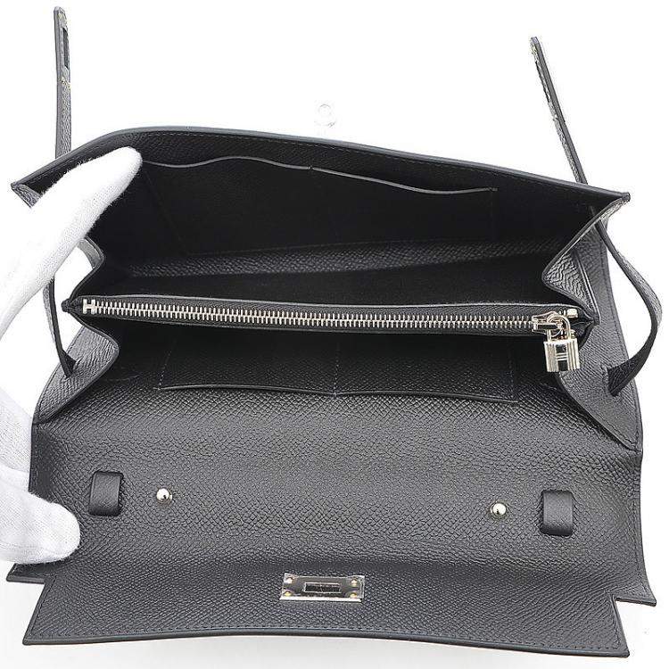 Pre Owned Hermes Black Epsom Leather Palladium Hardware Kelly Wallet 