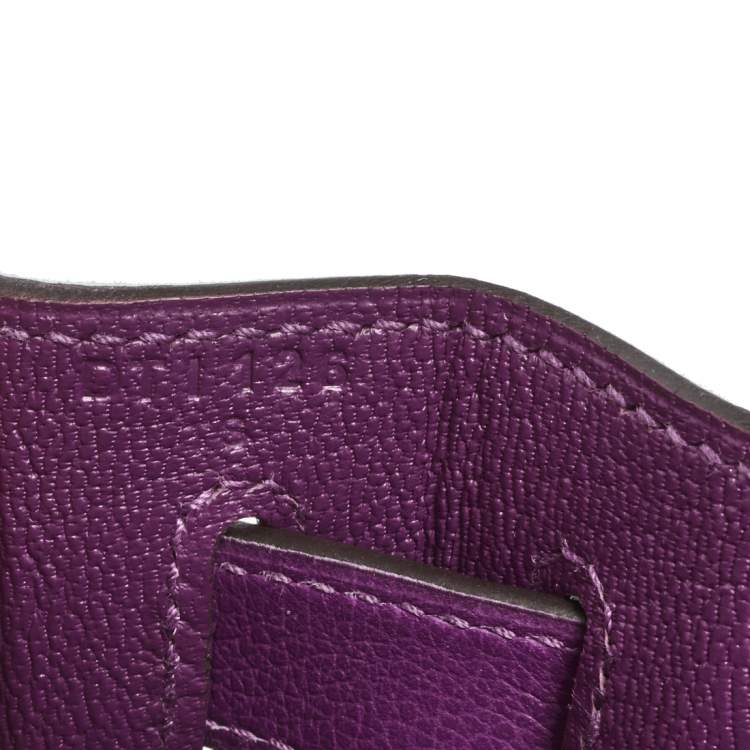 Pre Owned Hermes Anemone Evercolor Leather Palladium Plated Kelly Retourne 28 Bag