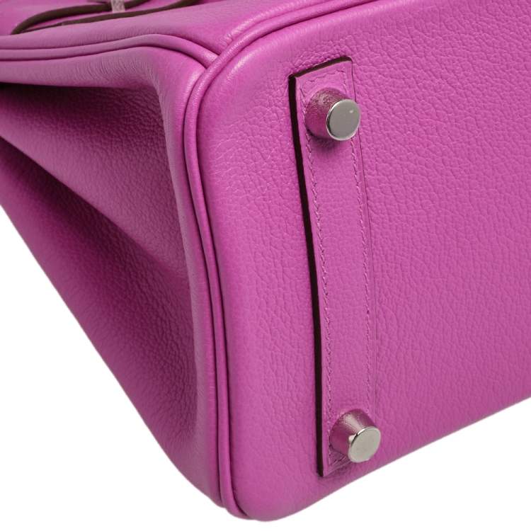 Pre Owned Hermes Magnolia/Capucine Taurillon Novillo Leather Palladium Plated Birkin 25 Bag 