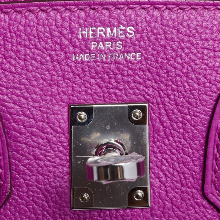 Pre Owned Hermes Magnolia/Capucine Taurillon Novillo Leather Palladium Plated Birkin 25 Bag 