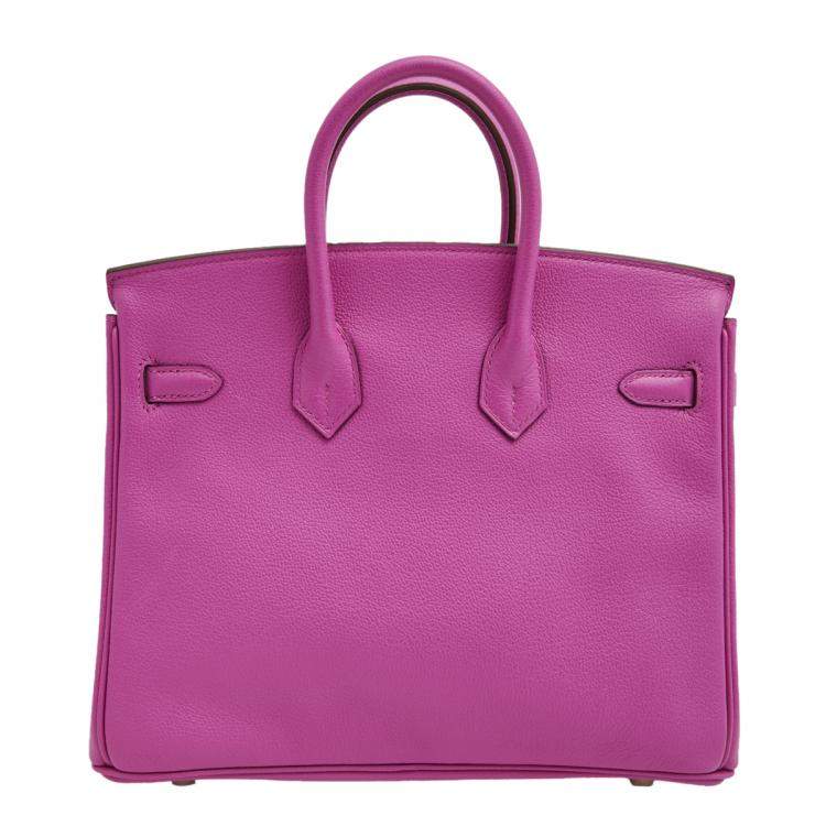 Pre Owned Hermes Magnolia/Capucine Taurillon Novillo Leather Palladium Plated Birkin 25 Bag 