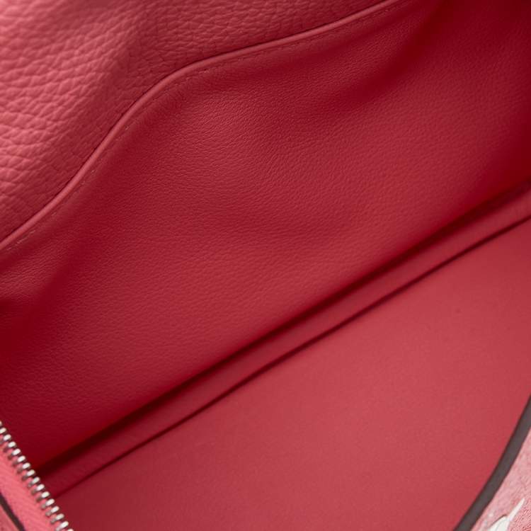 Pre Owned Hermes Rose Azalee Taurillon Clemence Leather Mini Palladium Plated Lindy Bag