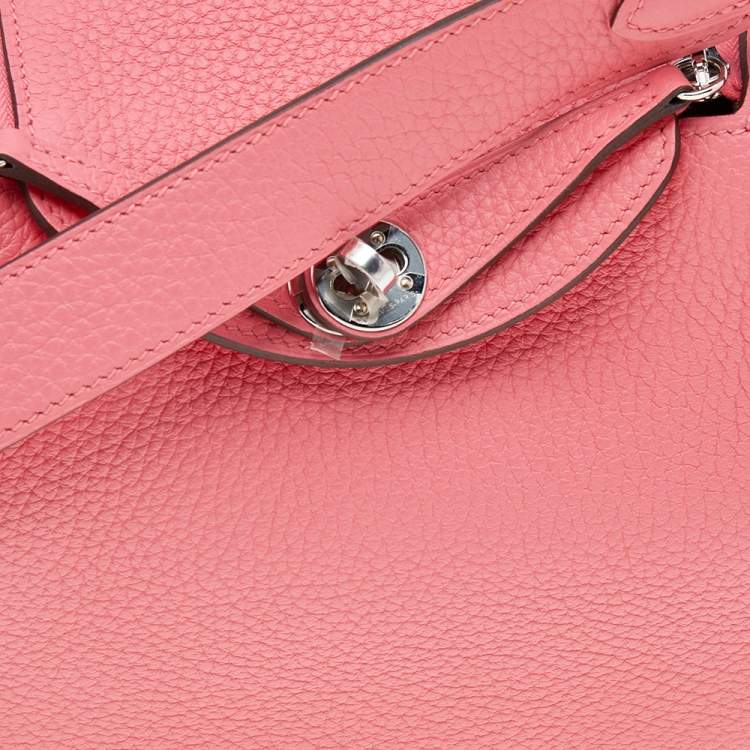 Pre Owned Hermes Rose Azalee Taurillon Clemence Leather Mini Palladium Plated Lindy Bag