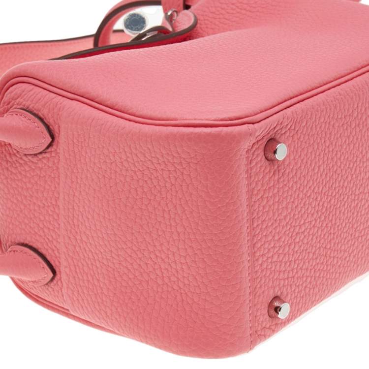 Pre Owned Hermes Rose Azalee Taurillon Clemence Leather Mini Palladium Plated Lindy Bag