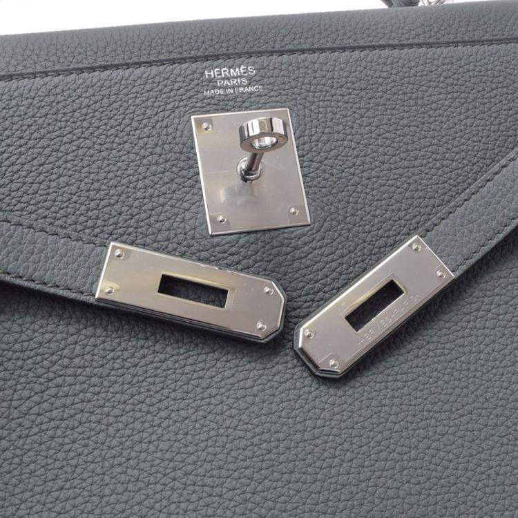 مملوكة مسبقًا Hermes Grey Togo Leather Palladium Hardware Kelly Retourne 32 Bag 