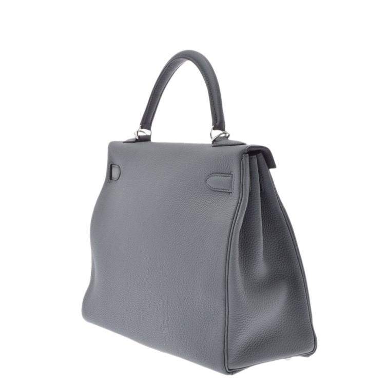 مملوكة مسبقًا Hermes Grey Togo Leather Palladium Hardware Kelly Retourne 32 Bag 