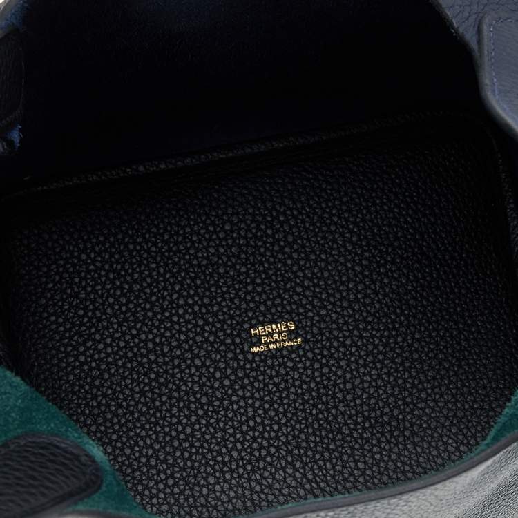 Pre Owned Hermes Vert Cypress/Blue Nuit/Noir Taurillon Clemence Leather Picotin Lock 18 Bag