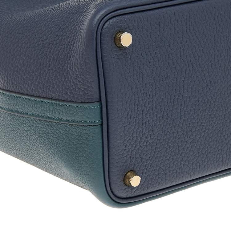 Pre Owned Hermes Vert Cypress/Blue Nuit/Noir Taurillon Clemence Leather Picotin Lock 18 Bag