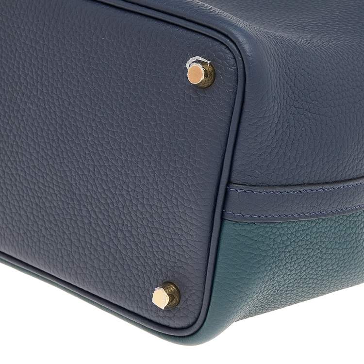 Pre Owned Hermes Vert Cypress/Blue Nuit/Noir Taurillon Clemence Leather Picotin Lock 18 Bag