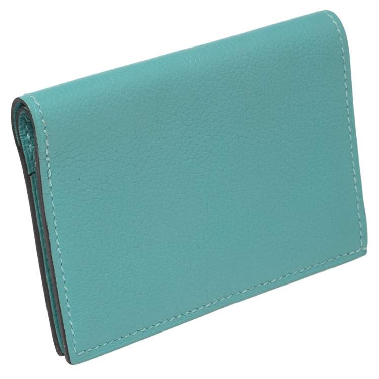 Pre Owned Hermes Bleu Atoll Evercolor Provence Card Holder 
