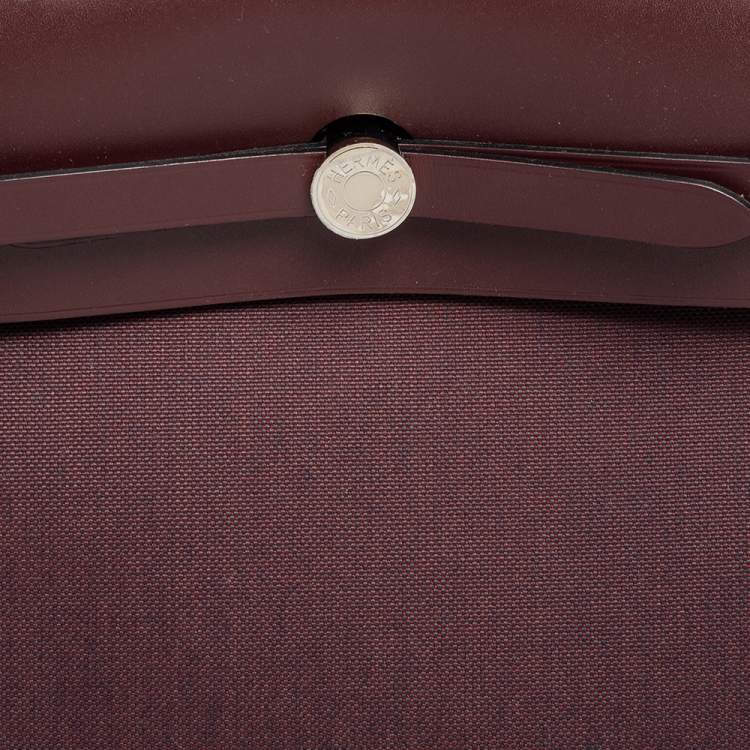 Pre Owned Hermes Prune Militaire Canvas and Leather Herbag Zip 39 Bag