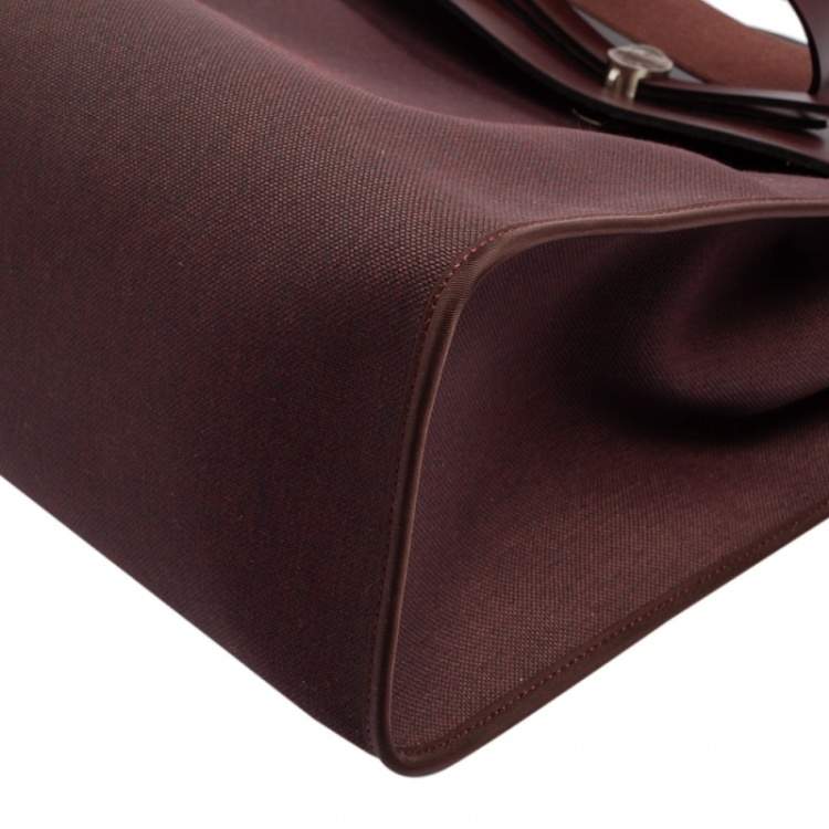 Pre Owned Hermes Prune Militaire Canvas and Leather Herbag Zip 39 Bag