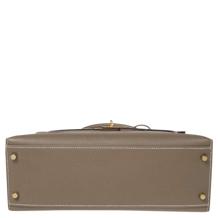 Pre Owned Hermes Etoupey Epsom Leather Gold Plated Kelly Sellier 32 Bag