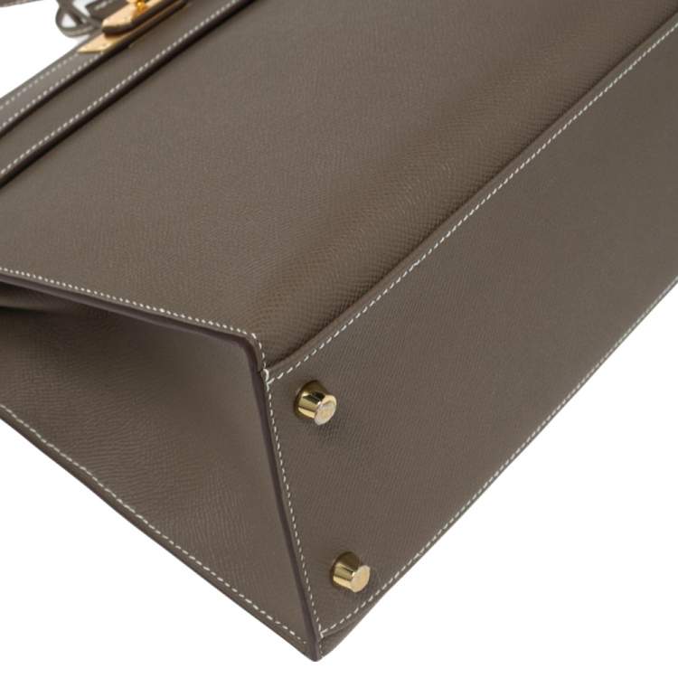 Pre Owned Hermes Etoupey Epsom Leather Gold Plated Kelly Sellier 32 Bag