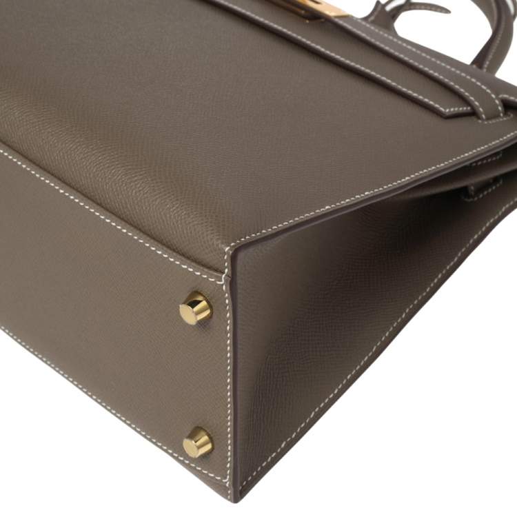 Pre Owned Hermes Etoupey Epsom Leather Gold Plated Kelly Sellier 32 Bag