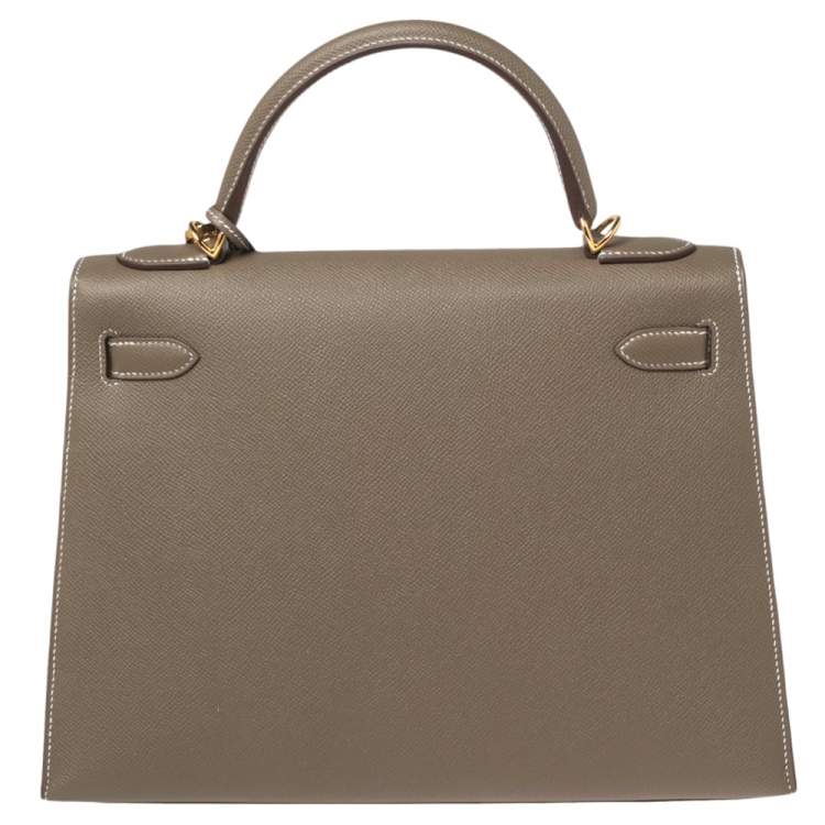 Pre Owned Hermes Etoupey Epsom Leather Gold Plated Kelly Sellier 32 Bag