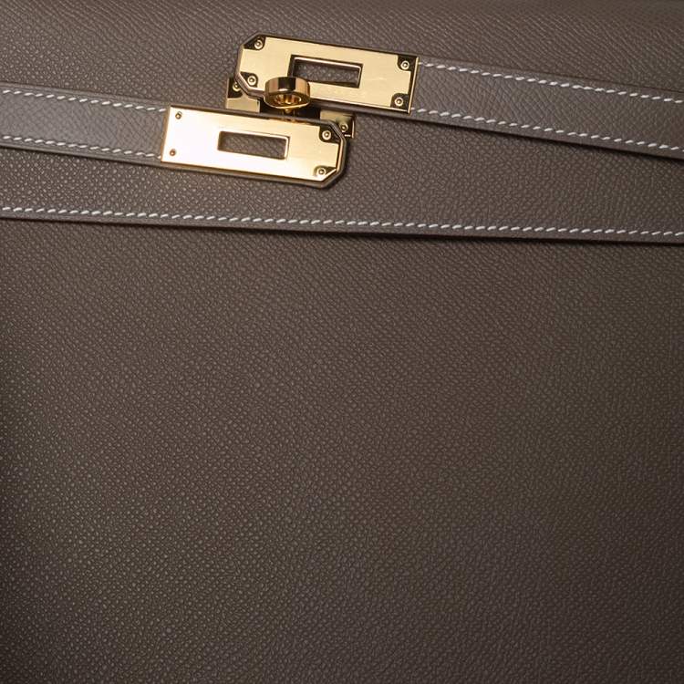Pre Owned Hermes Etoupey Epsom Leather Gold Plated Kelly Sellier 32 Bag