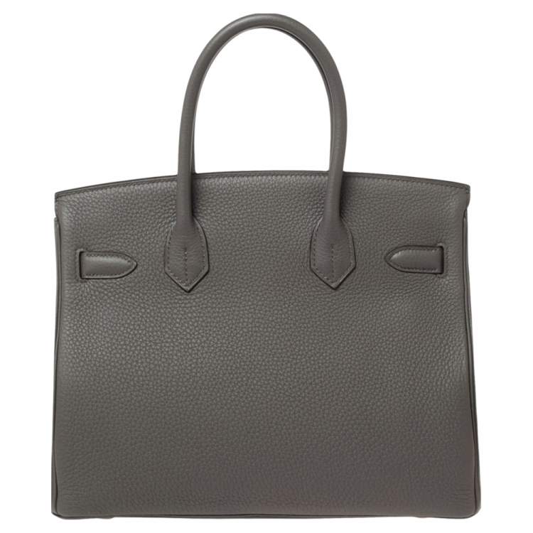 Pre Owned Hermès Gris Etain Togo Leather Rose Gold Finished Birkin 30 Bag