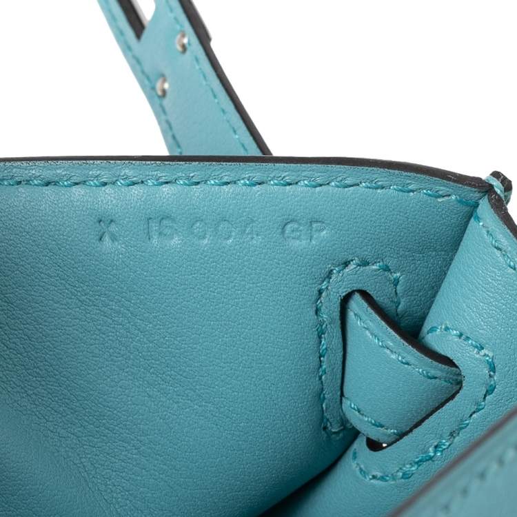 Pre Owned Hermes Celeste Swift Leather Palladium Hardware Kelly Pochette